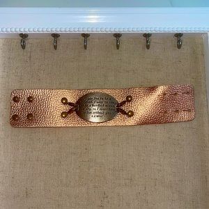 🌸 NWT Lenny & Eva Copper Leather Wrist  Wide Cuff Bracelet & Silver Badge